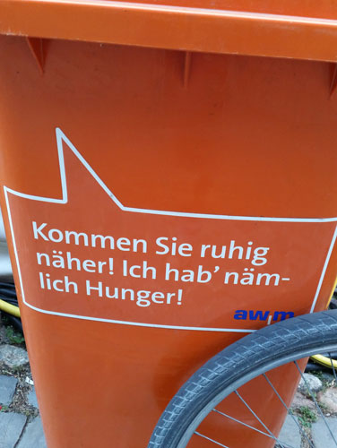 Mülleimer Münster: Ich hab Hunger